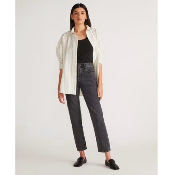 Everlane The 90’s Cheeky Jean Cropped Ankle Raw Hem Frayed Edge Black Gray 27 - Picture 3 of 15